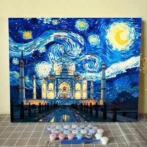 Colosseum Paint by Numbers Vincent Van Gogh Style Paint by Numbers Kits Children,Abstract Watercolor Painting on Canvas for Creative Wall Art Home Decoration Without Framed 16''W x 20''H