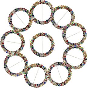 2 Rows Round Crystal Rhinestone Buckle, 10 Pieces, 2 inches Diameter, Silver, for Wedding Party Decor Ribbon Slider