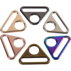 1.5inch Triangle Buckle Adjuster D Ring Purse Bag Strap Loop Bag Hardware Accessories for Making Handbag Backpack Luggage 6pcs (Bronze)