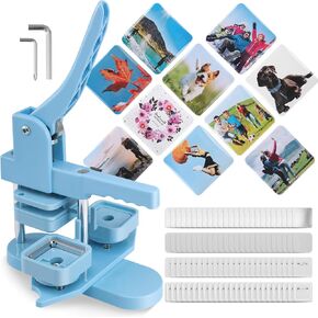 Square Photo Magnet Button Maker Kit - 2'' x 2'' Button Press Machine with 100 Set Square Magnet Button Making Supplies, DIY Square Fridge Magnet Badge Button, for Crafting, Home Use, Business