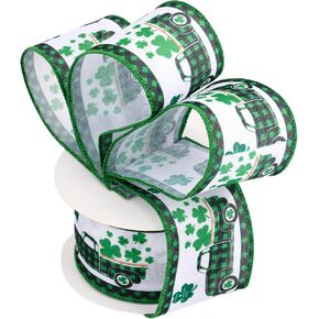 شريط عيد القديس باتريك ، 2.5 في × 10 ياردة الشريط السلكي لـ St Patrick's Festival Party Decor