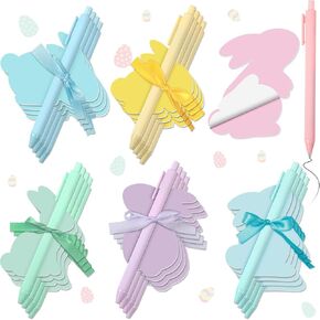 Geyee 24 Pack Easter Bunny Shaped Sticky Notepad Set with Pen Easter Bright Colors Sticky Note Rabbit Mini Notepad Cute Memo for Basket Stuffer Goodie Bag Fillers Classroom Prizes