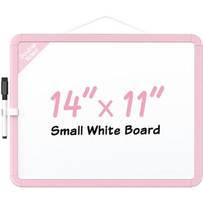 MaxGear Small White Board for Wall, 14"x 11" Mini Double-Sided Magnetic Hanging Dry Erase Board with Black Marker, Portable Whiteboard for Planning, Drawing, Memo, to Do List, Macaron Multicolor frame