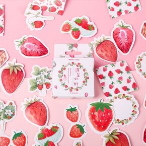 Small Strawberry Scrapbook Stickers for Notebook Junk Journal Bujo Diary Planner Card Making Envelope Collage Phone Case Handmade DIY Craft Decoration, 15 Patterns