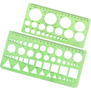 Giantree Circle Templates Measuring Ruler, 2Pcs Circle Stencil Geometry Ruler Geometric Drawing Stencil Ruler Digital Drawing Set for Office and School Construction Formwork Drawings Templates