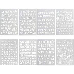 8Pcs Plastic Letter Stencil, Alphabet Stencils Plastic Lettering Number Guide Set for DIY Craft Spraying Painting Drawing Diary Scrapbook