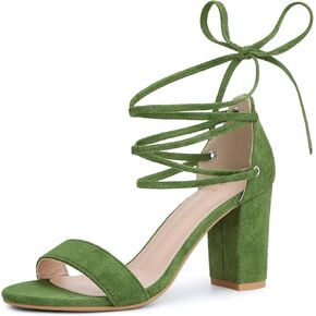 Allegra K Women's Tie Up Strappy Heels Chunky High Heels Sandal