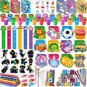 BenLouis 120Pcs Kids' Party Favors Sets Stampers Pencils Stickers School Stationery Bulk for Kids 4-8-12 Classroom Birthday Candy Goodie Bags Pinata Stuffers Rewards Gifts Supplies