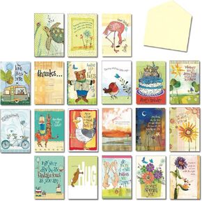 Leanin' Tree Life's Little Moments Greeting Cards Assortment Box – 20 Greeting Cards, 22 Colorful Envelopes, Includes Birthday Cards, Anniversary Card, Blank Cards – Assorted Cards for All Occasions