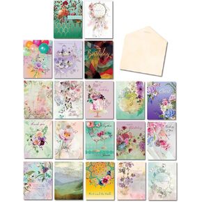 Leanin' Tree A Formal Affaire - Made in USA - 20 Assorted Cards with Envelopes All Occasion - Greeting Cards Assortment Box - Cute Stationary Set for Women, Includes Birthday, Thank You, Blank & More