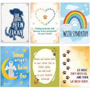 Fancy Land 18 Pcs Pet Sympathy Cards with Envelopes for Loss of Pet Dog Cat Condolences Greeting Cards Assortment