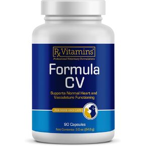 Rx Vitamins Formula CV for Dogs & Cats - Cat and Dog Heart Health - Feline & Canine Cardiac Support - 90 ct