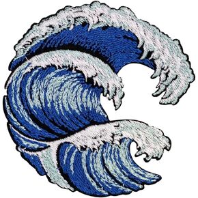 Majestic Ocean Wave Patch – 3 inches, Cool Bluey Waters Patch – Embroidered Summer Beach Iron On Patches for Hats