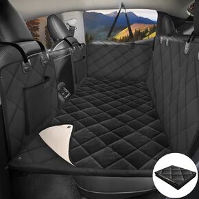 XL Truck Back Seat Extender for Dogs, Truck Dog Seat Cover Back Seat Supports 400lbs, Hard Bottom Pet Seat Covers for Trucks, Waterproof Dog Hammock for Crew Cab Truck, Full Size SUV Black