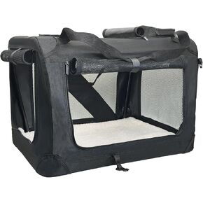 Fhiny Large Cat Carrier for 2 Cats, 24"x17"x17" Soft Dog Crate Collapsible Portable Travel Pet Carrier Bag Durable Breathable Foldable Kitten Carrier Bag for Cats Puppy Under 45 Lbs Black