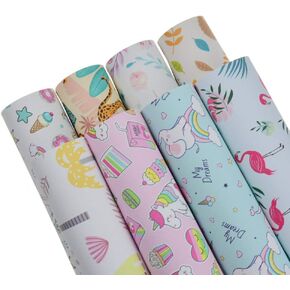 8 Pieces 8x12 Inch(21x30cm) Cartoon Pattern Printed Faux Leather Fabric Sheets Cotton Back for Leather Bows and Earrings Making, Each Pattern One Sheet, in Total 8 Sheets