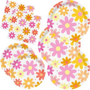 150pcs لوحات ديزي Groovy Daisy وديكينز Groovy Flower Party Supplies Retro Daisy Groovy Boho Paper Curs