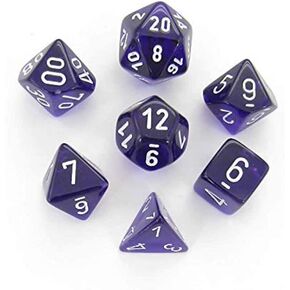 DND DICE Set-Chessex D&D DICE-16MM شفاف الأرجواني والأبيض من البلاستيك الأرجواني الأرجواني الأزرق والأزهار التنين يشمل 7 زهر-D4 D6 D8 D10 D12 D20 D ٪ (CHX23077)