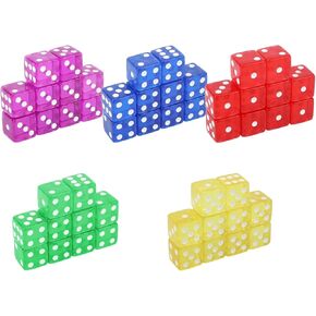 50pcs 16mm Game Dice ، D6 Six Sid -Side Dice Set Casino Dice DiCe Dados Dados لـ Yahtzee ، Tenzi ، Farkle ، Bunco ، DND ، MTG ، RPG ، لعبة لوحة الجدول أو تدريس الرياضيات