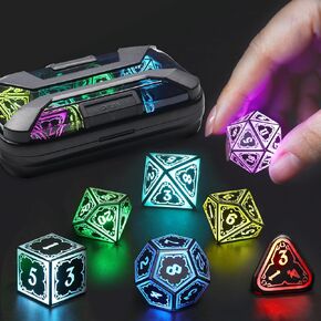 Light up DND Dice, Dice Set D&D Dungeons and Dragons Dice, LED Polyhedral Dice Role Playing Dice Gaming RGB D and D Dice (Astral Shard)