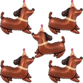 5pcs عيد ميلاد البالونات dachshund على شكل جرو الكلاب رقائق البالونات mylar للحيوان