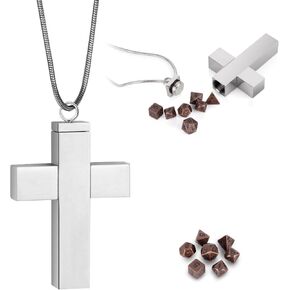 Unique DND Dice Set with Cross Necklace Case, Mini 6mm Metal Polyhedral D&D Dice Set for Dungeons and Dragons, Tabletop RPG and Board Games