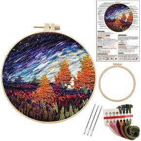 JRYYR Friendship Gifts Beginner Embroidery kit for Adults,Embroidery Kits for Beginners DIY Cross Stitch with Patterns and Instructions (Wave Pattern)
