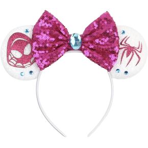 CLGIFT Halloween Minnie Ears, Orange Minnie Ears, Black Web Mickey Ears Headband, Halloween Minnie Costume, Jack (Pink Spider)