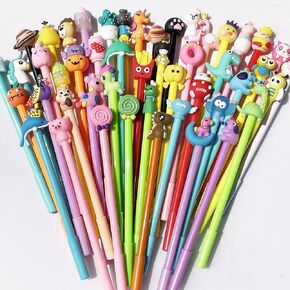 72 Pieces Cute Cartoon Black Gel Ink Pens Cartoon Animal Writing Pens 0.5 mm Assorted Styles Pens Stationery for School Office Home Student Kids Birthday Present