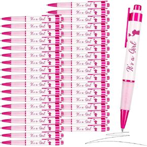Outus 60 Pcs Retractable Baby Shower Pens Gel Pen with Rotating Messages Baby Shower Gifts for Guest Party Favors (Girl)