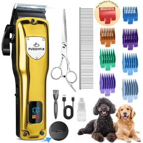 Dog Clippers for Grooming for Thick Heavy Coats, Professional Pet Grooming Clippers Supplies Kit Low Noise Rechargeable Stainless Steel Hair Trimmers with Ceramic Blade for Dogs Cats Animals