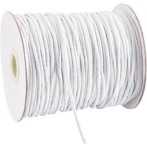 PH PandaHall 2mm Waxed Cord, 100 Yards White Waxed Cotton Threads Wax Cord Waxed Beading Thread String Twine for DIY Bracelet Necklace String Macrame Sewing Project Dreamcatcher Jewelry Making