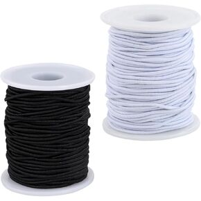 Elastic Cord for Bracelets Making, 2 Rolls 1.0MM Stretchy Bracelet String Total 109 Yards,Elastic String for Necklaces, Beading,Crafts and Jewelry Making (Rainbow and Black)