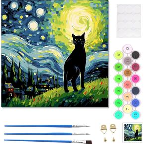 Paint by Numbers kit for Adults Framed, Animal DIY Oil Painting for Gift Acrylic Adult Paint by Number Kits, Cat Pictures Drawing Paintwork Art on Canvas, Enhance Your Artistic Skills 12x12inch