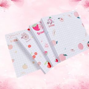 ملاحظات لزجة لطيفة ، 4pack (320 ورقة) Kawaii الملاحظات اللاصقة 3.1x3.1in وسادات الملاحظات ذات النسيان الذاتية ملونة سوبر لزجة منصات فريدة من نوعها أنماط فواكه لطيفة