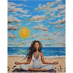 ARNLRDYA African American Woman Paint by Number Kits for Adults, Elegant Lady Enjoy Breakfast Oil Painting Canvas with Brushes and Acrylic Pigment, Fun Arts Work for Room Decor(16x20 inches, Unframe)