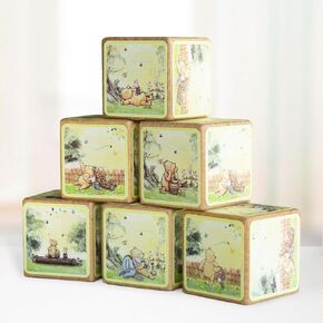 6 Pcs Winnie Wooden Blocks Nursery Decor Bear Party Decorations for Baby Shower Birthday Table Centerpiece Photo Prop Kids Gift