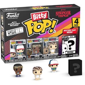 Funko Pop! Bitty: Stranger Things - Dustin, Lucas, Eleven (with Electrodes), and Mystery Chase Figure (Style May Vary)
