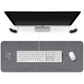 Extended Gaming Mouse Pad Non-Slip Desk Pad Protector Office Writing Mat Felt Base 0.12 Inch Thick (Gray)
