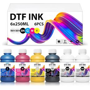 DTF White Ink 1000ML DTF Transfer Ink for PET Film, Premium Pigment Ink Refill for P600 P800 DX5 DX7 R1390 XP600 i3200 4720 5113 Printers, High Fluidity & Coverage (33.8oz, White)