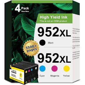 952xl Ink Cartridges Combo Pack Compatible Replacement for HP 952 XL Work with Officejet Pro 8710 7740 Printers 8720 8702 8210 7720 8715 8730 8740 8216 8725 (Black Cyan Magenta Yellow 4-Pack)