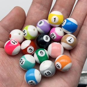 16mm Acrylic Beads Set - 16 Pcs for Keychains, Bracelets, Necklaces, Pens - Round Beads for Crafting