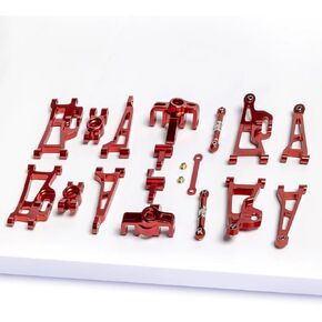 17/PCS Metal Replacement Part Kit for Hyper Go H14BM, 14209, 14210 1/14 RC Car Upgrades, Aluminium Spare Accessory Set (Red)