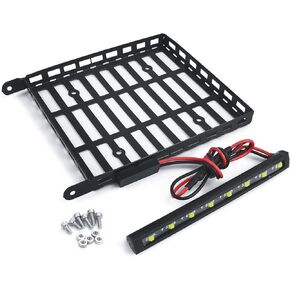 SWX RC Roof Rack Metal Luggage Carrier with LED Light for 1/24 RC Crawler Car Axial SCX24 AXI00005 Gladiator Upgrade Parts