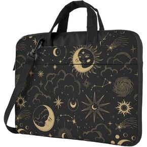 Laptop Bag Laptop Case 15.6 Inch Computer Bags Sun Moon Golden Boho Printed Padded Sleeve Cover for Women Men