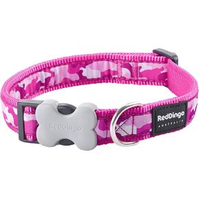 Red Dingo Design Camouflage Dog Collar Medium, Hot Pink
