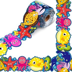 Outus 68 Feet Ocean Bulletin Board Borders Under The Sea Classroom Decorations Sea Summer Bulletin Borders Animal Printed Trim Border for Classroom School Chalkboard Ocean Birthday Party Supplies
