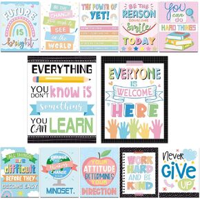 12 Inspirational Posters for Classrooms - Positive Posters for Classrooms Classroom Middle School Posters Inspirational Posters for Classroom Decorations(Bohemia)