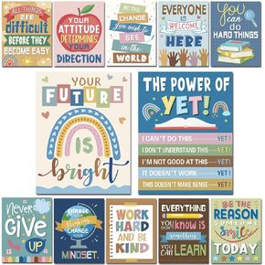 12 Inspirational Posters for Classrooms - Positive Posters for Classrooms Classroom Middle School Posters Inspirational Posters for Classroom Decorations(Bohemia)