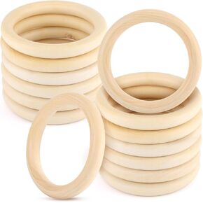 10 PCS حلقات خشبية طبيعية 5 بوصات غير مكتملة للدوائر الخشبية الصلبة السميكة 15 ملم لحرف DIY Macrame Cnitting Connectors صنع المجوهرات (10pcs × 125 ملم)